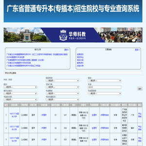 广东省普通专升本(专插本)招生院校与专业查询系统