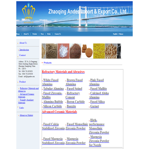 Zhaoqing Andes Import & Export Co., Ltd.--Refractory Materials, Abrasives