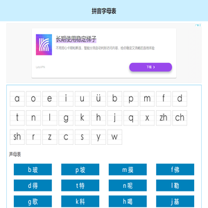 拼音字母表-声母表-韵母表-整体认读音节